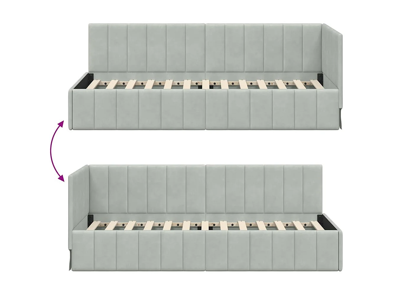 Estructura de cama en esquina Gris claro 80 x 200 cm Terciopelo