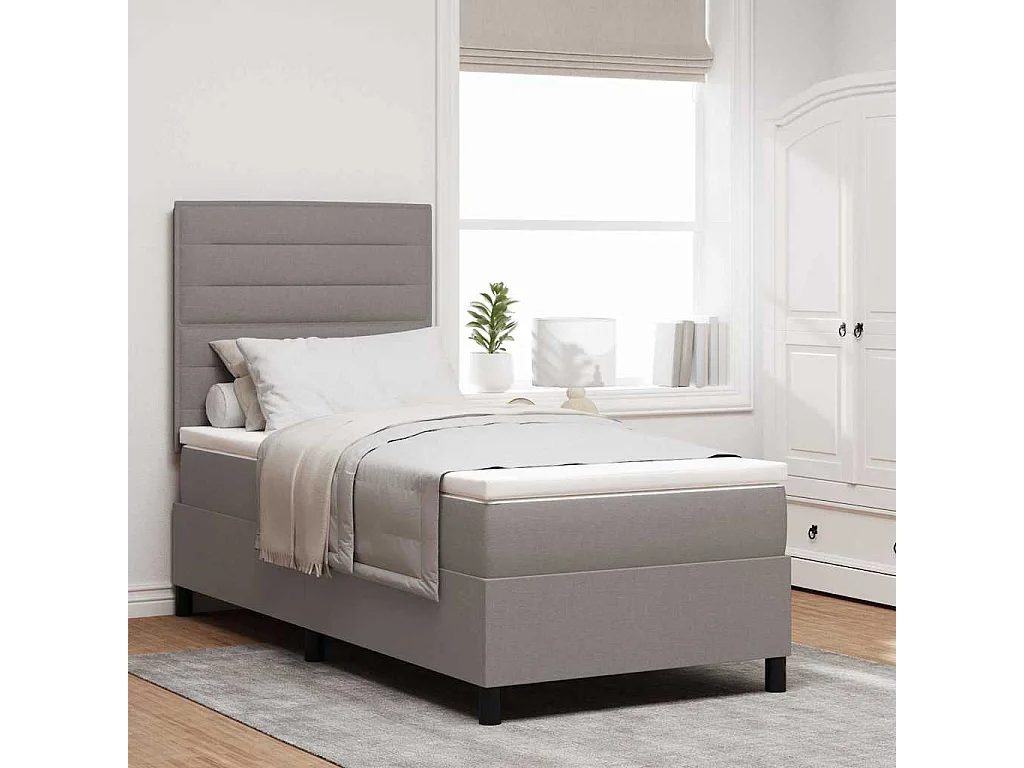 Cadre de lit avec matelas Taupe 80 x 200 cm tissu