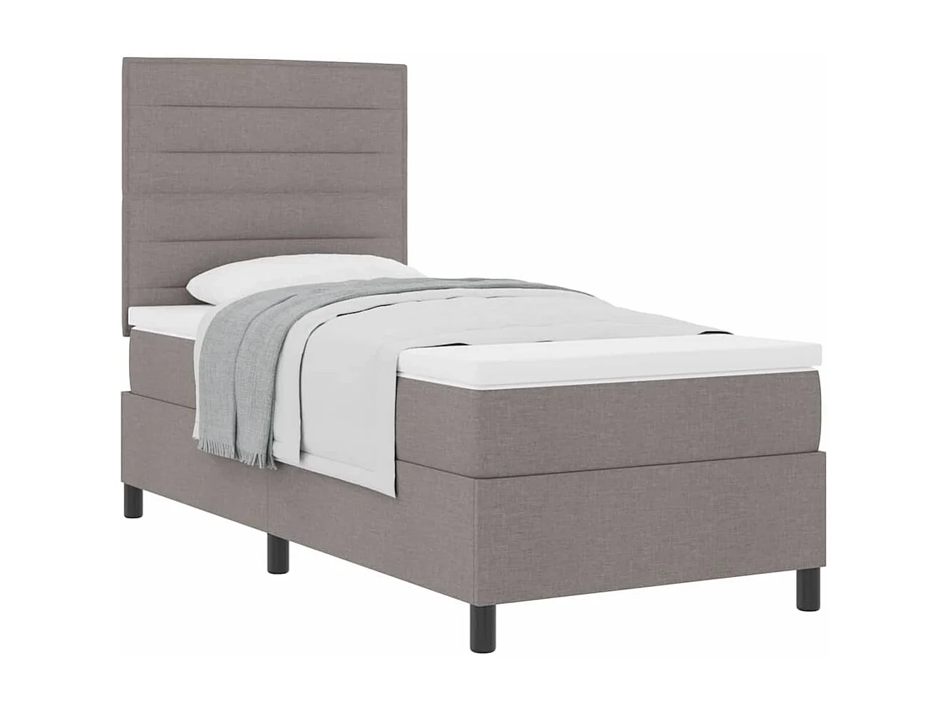 Cadre de lit avec matelas Taupe 80 x 200 cm tissu