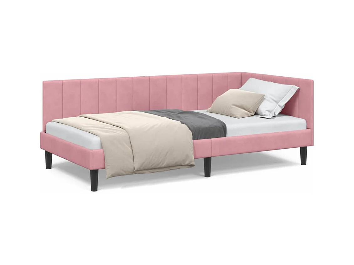 Cadre de lit d'angle avec tête de lit Rose 100 x 200 cm Velours