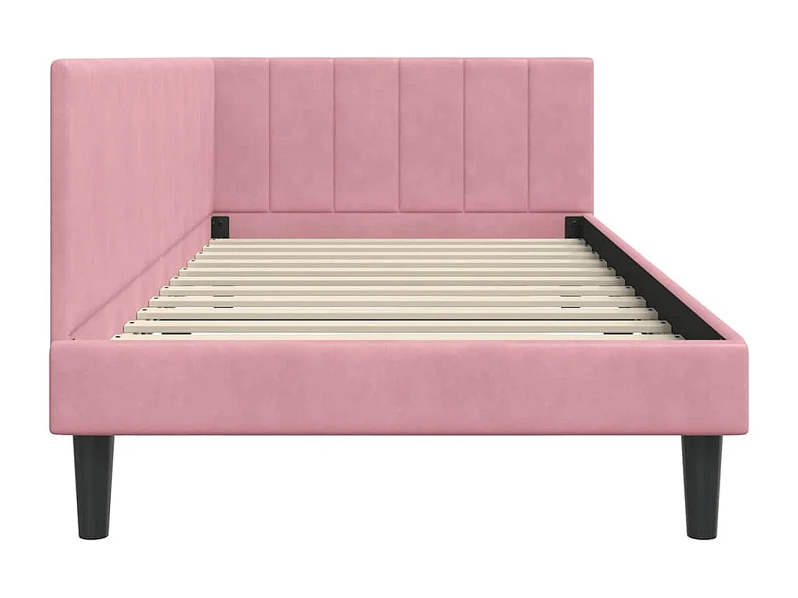 Cadre de lit d'angle avec tête de lit Rose 100 x 200 cm Velours