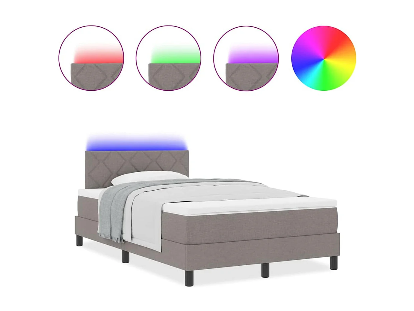 Cadre de lit avec matelas Taupe 120 x 190 cm tissu