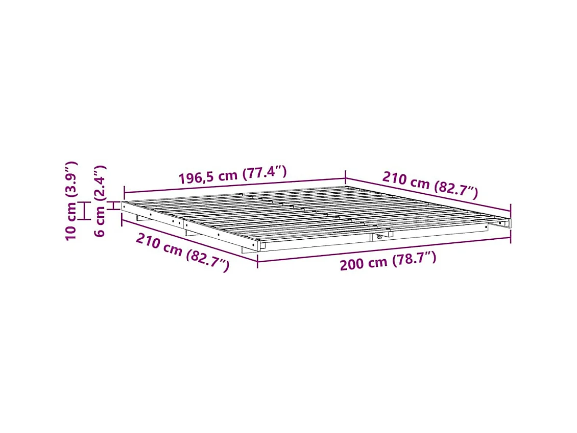 Estrutura de cama de chão Branco 200 x 210 cm