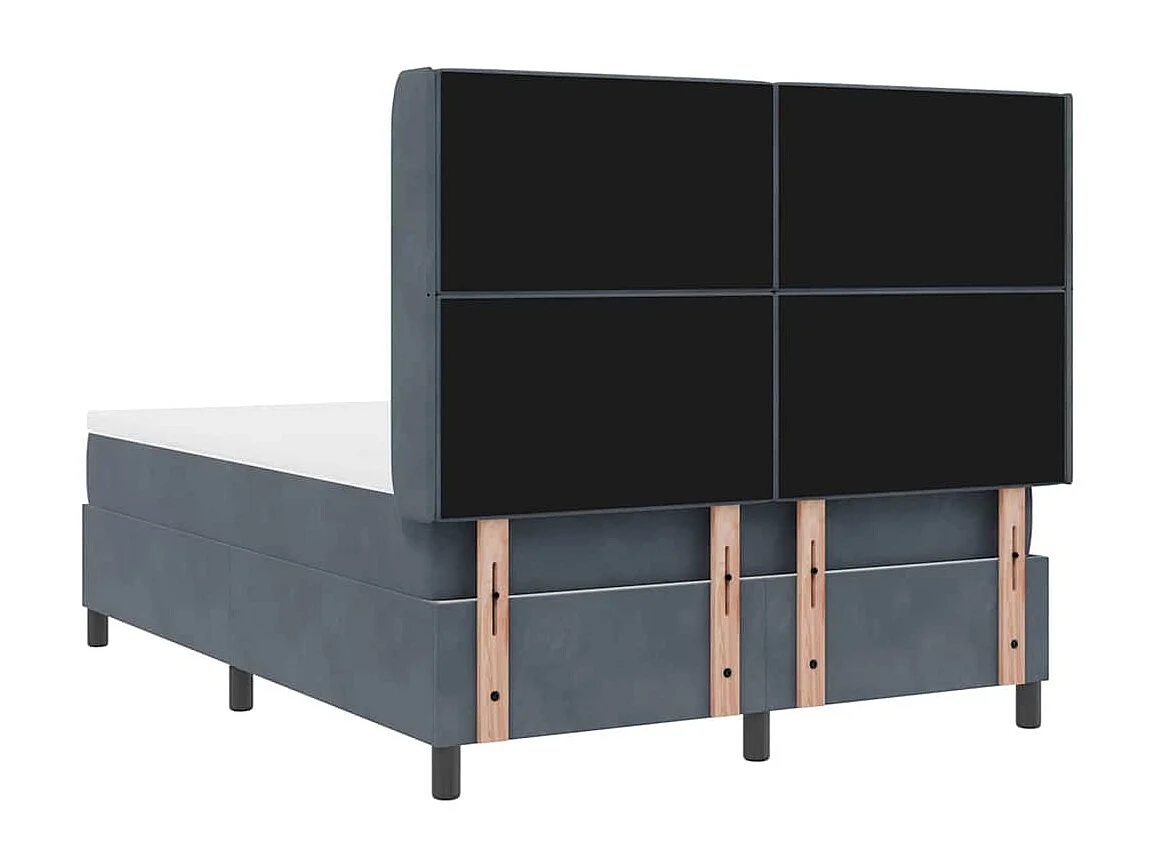 Cadre de lit avec tête de lit Gris foncé 140 x 190 cm Velours
