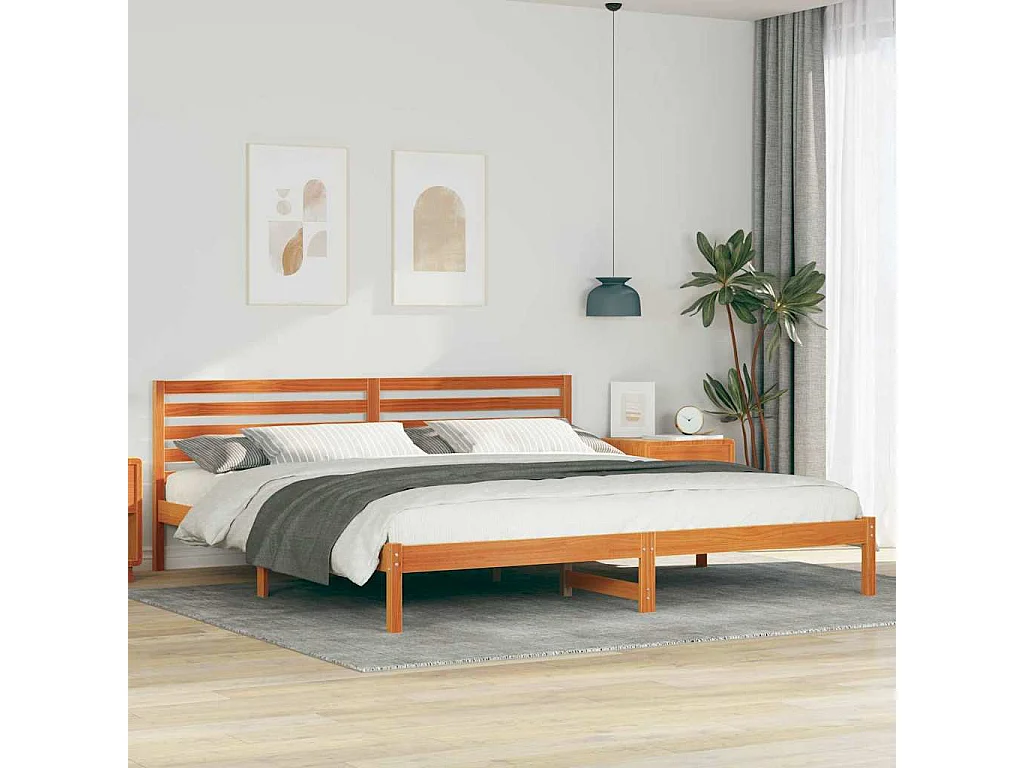 Cadre de lit Marron cire 180 x 220 cm Bois massif en pin