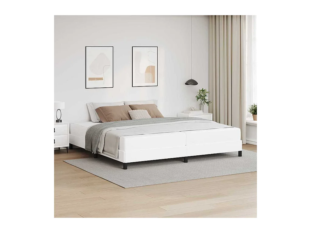 Cadre de lit avec matelas Blanc pur 200 x 200 cm Faux cuir