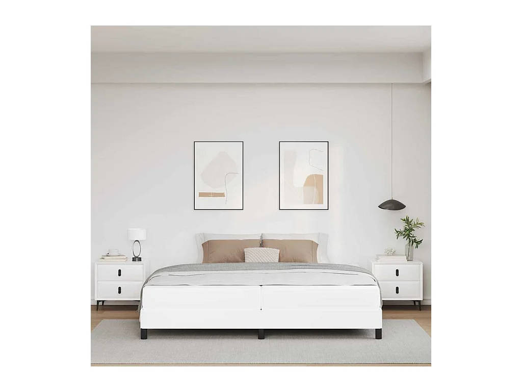 Cadre de lit avec matelas Blanc pur 200 x 200 cm Faux cuir
