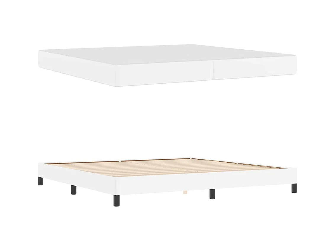 Cadre de lit avec matelas Blanc pur 200 x 200 cm Faux cuir