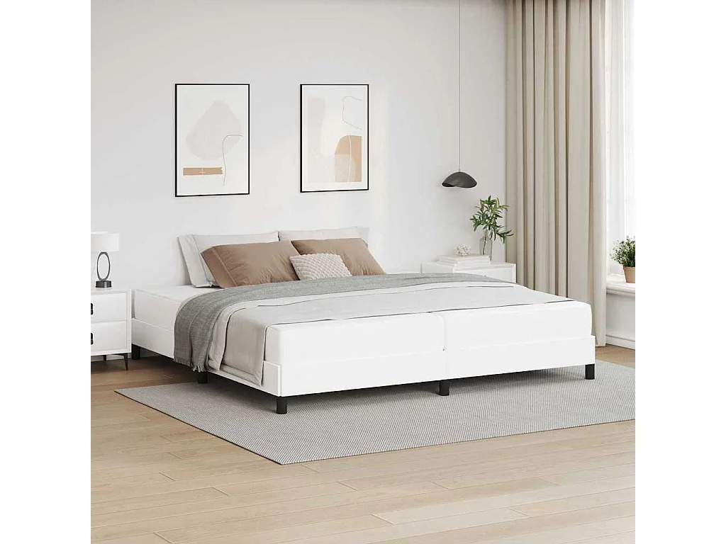Cama com colchão Branco Puro 200 x 200 cm Couro sintético