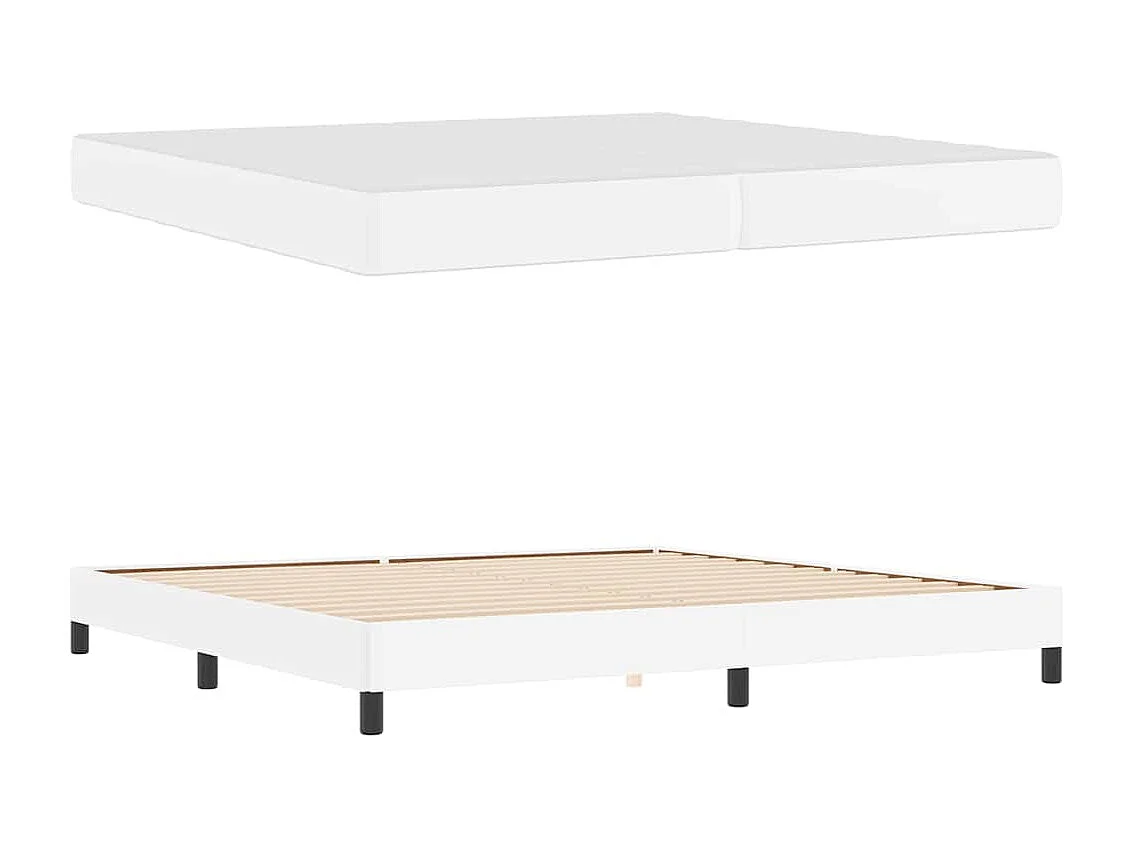 Cama com colchão Branco Puro 200 x 200 cm Couro sintético