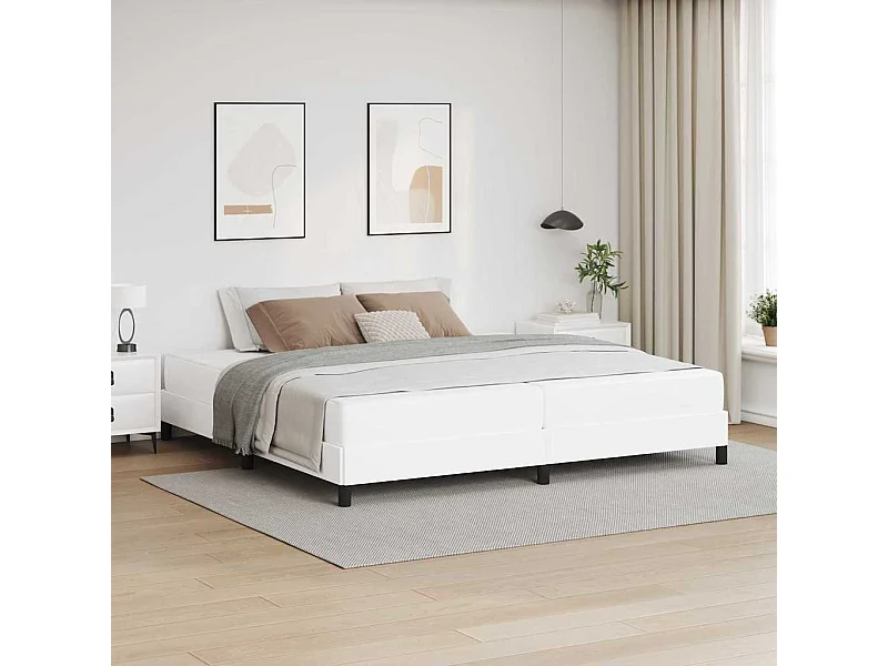 Cama com colchão Branco Puro 200 x 200 cm Couro sintético