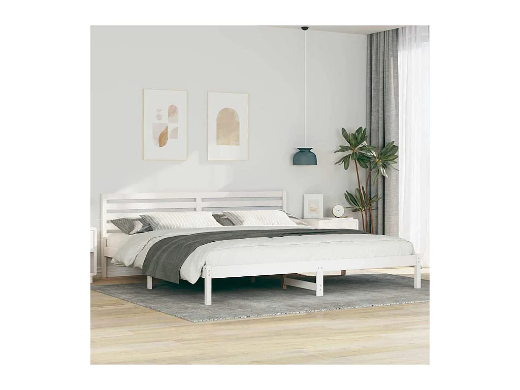 Cadre de lit Blanc 200 x 210 cm Bois massif en pin