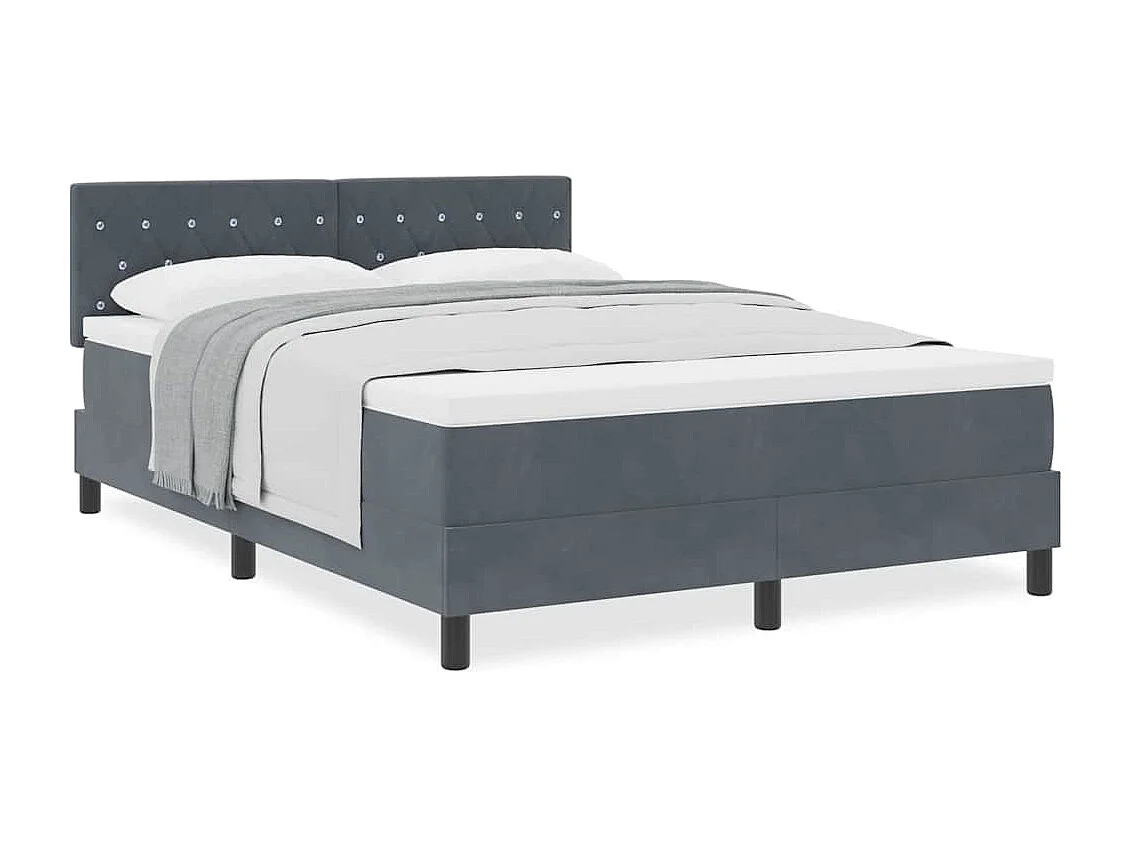 Cadre de lit avec matelas Gris foncé 160 x 200 cm tissu