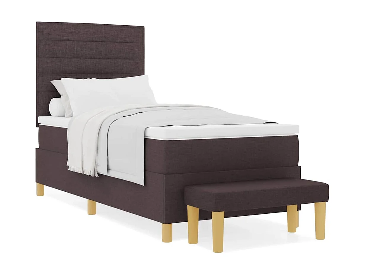 Cama tipo Box Spring con colchón Marrón Oscuro 90 x 200 cm tela