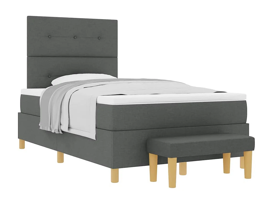 Cama Box com colchão Cinzento escuro 120 x 200 cm tecido