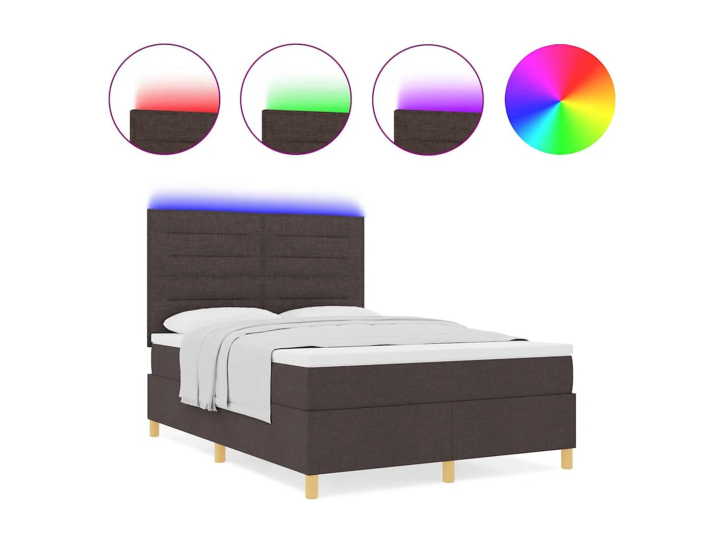 Cadre de lit avec matelas Marron foncé 140 x 190 cm tissu