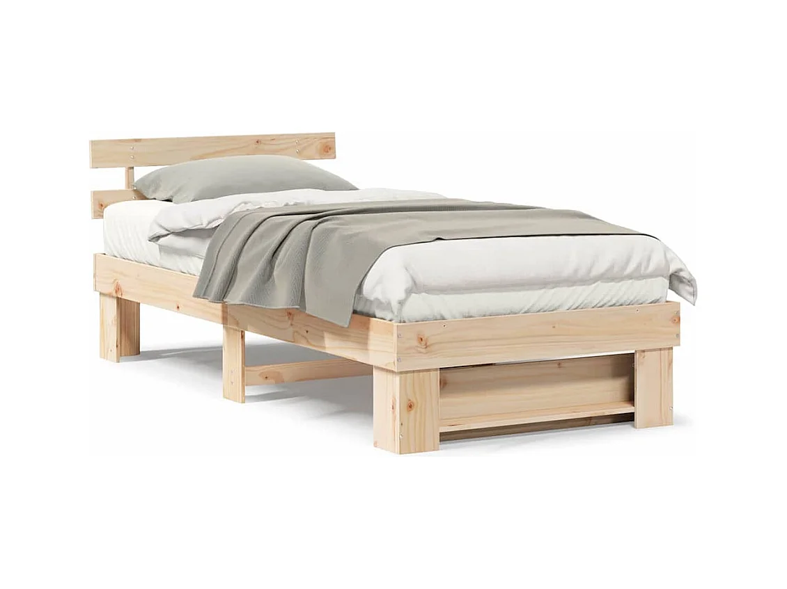 Estructura de cama Marrón 90 x 190 cm Madera maciza de pino