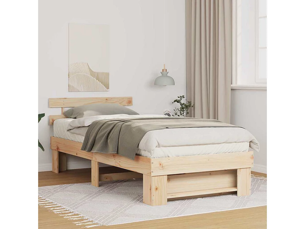 Estrutura da Cama Castanho 90 x 190 cm Madeira de pinho maciça