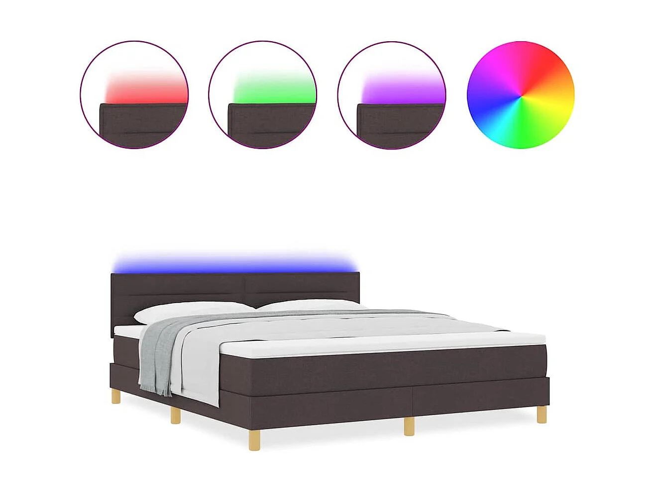 Cama tipo Box Spring Marrón oscuro 180 x 200 cm tela