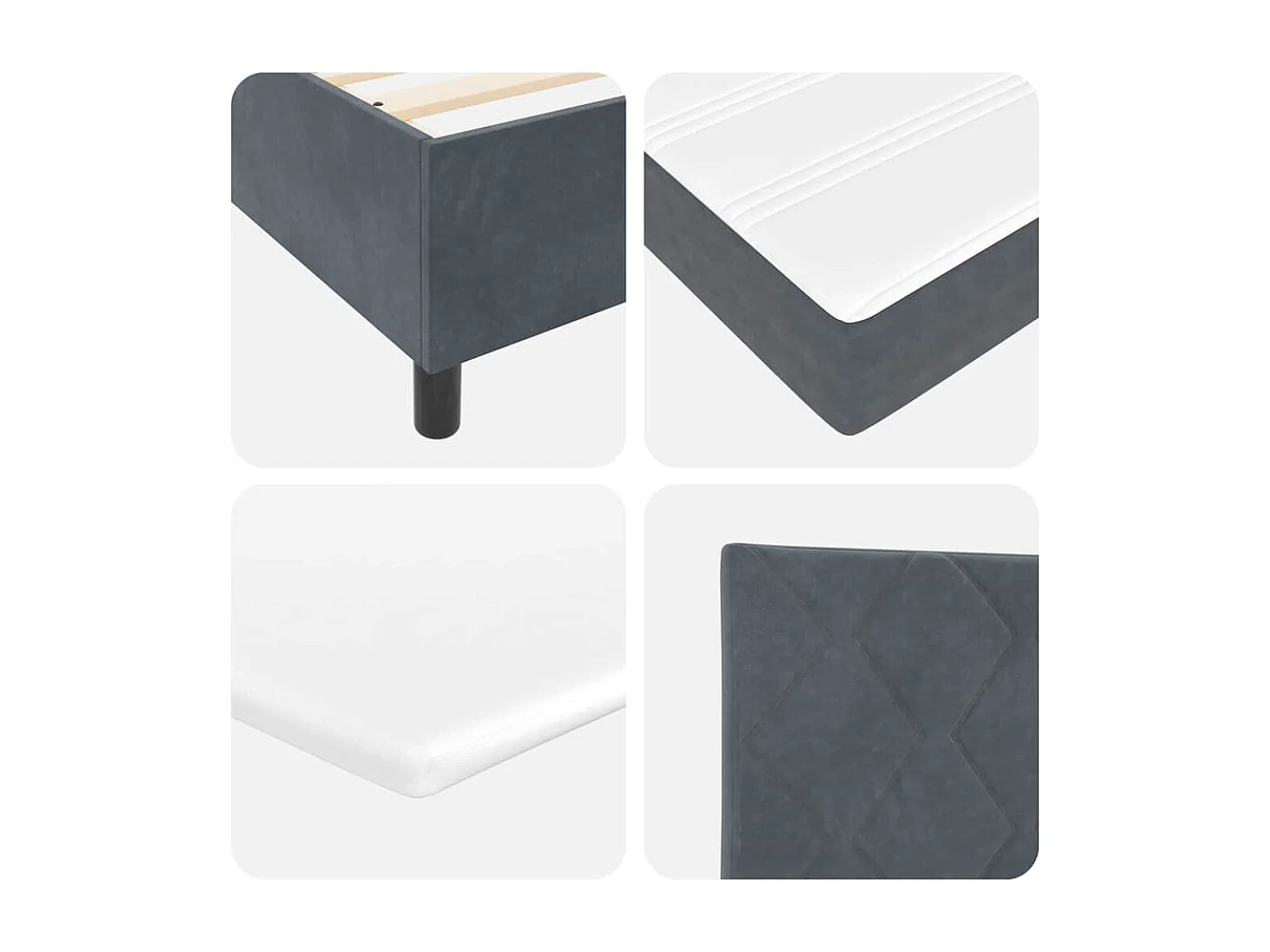 Cama tipo Box Spring Gris oscuro 90 x 200 cm Terciopelo