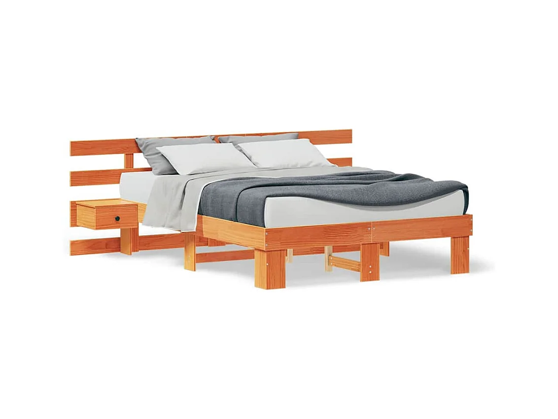 Cadre de lit Marron 140 x 190 cm Pin massif et pin massif