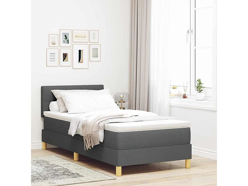 Cama Box com colchão Cinzento escuro 100 x 200 cm tecido