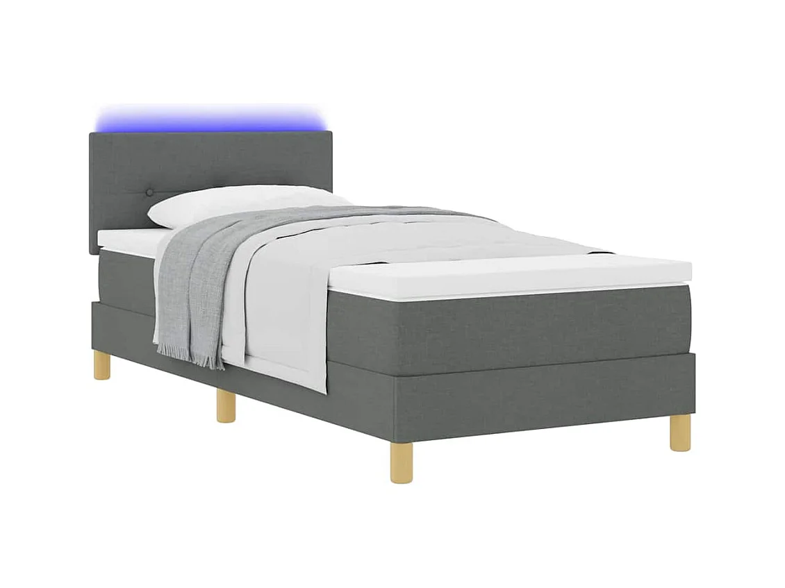 Cama Box com colchão Cinzento escuro 100 x 200 cm tecido