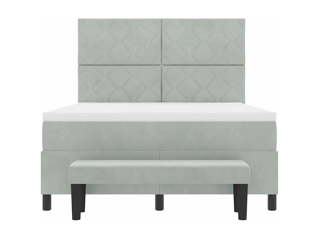 Cadre de lit avec matelas Gris clair 160 x 200 cm Velours