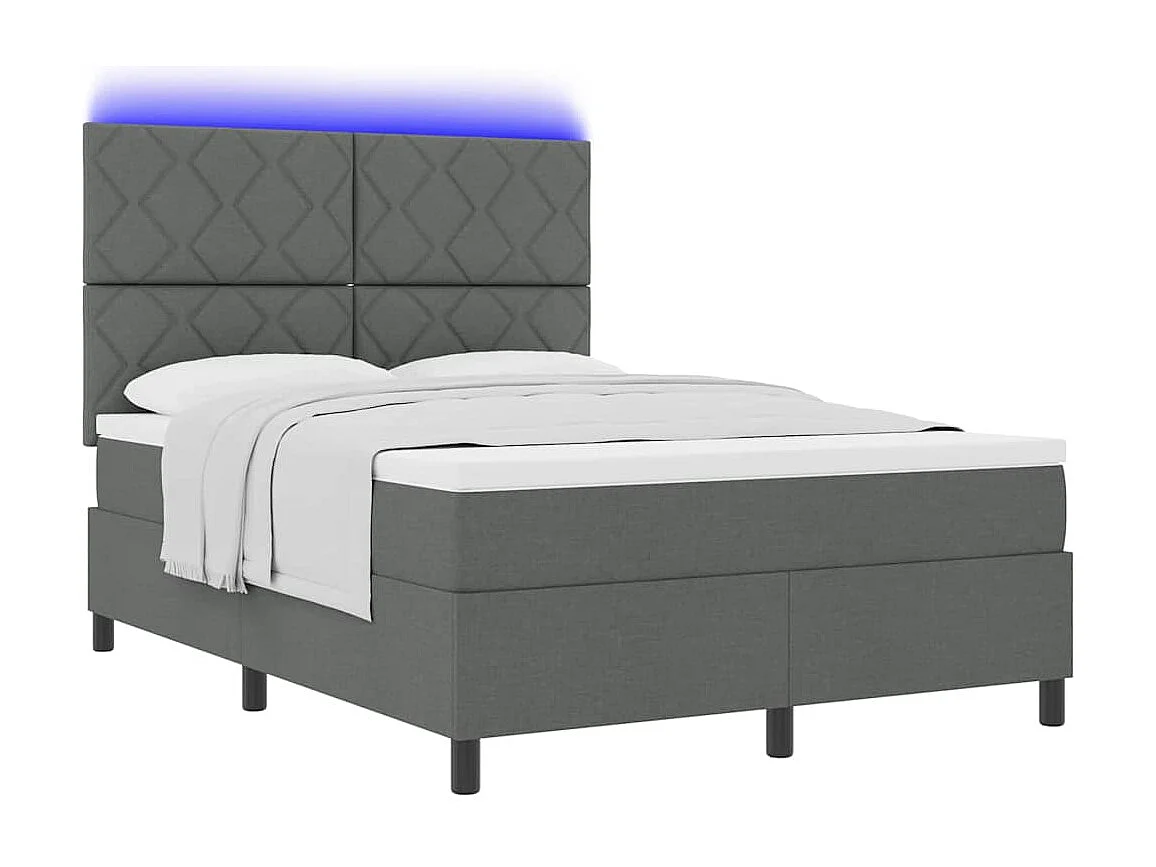 Cama tipo Box Spring con colchón Gris oscuro 160 x 200 cm tela