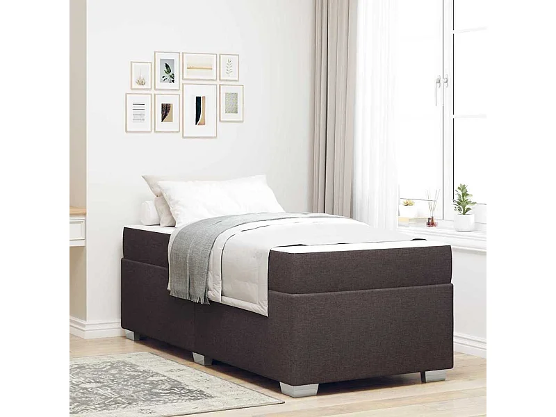 Estructura de cama Marrón oscuro 90 x 190 cm Muelles ensacados