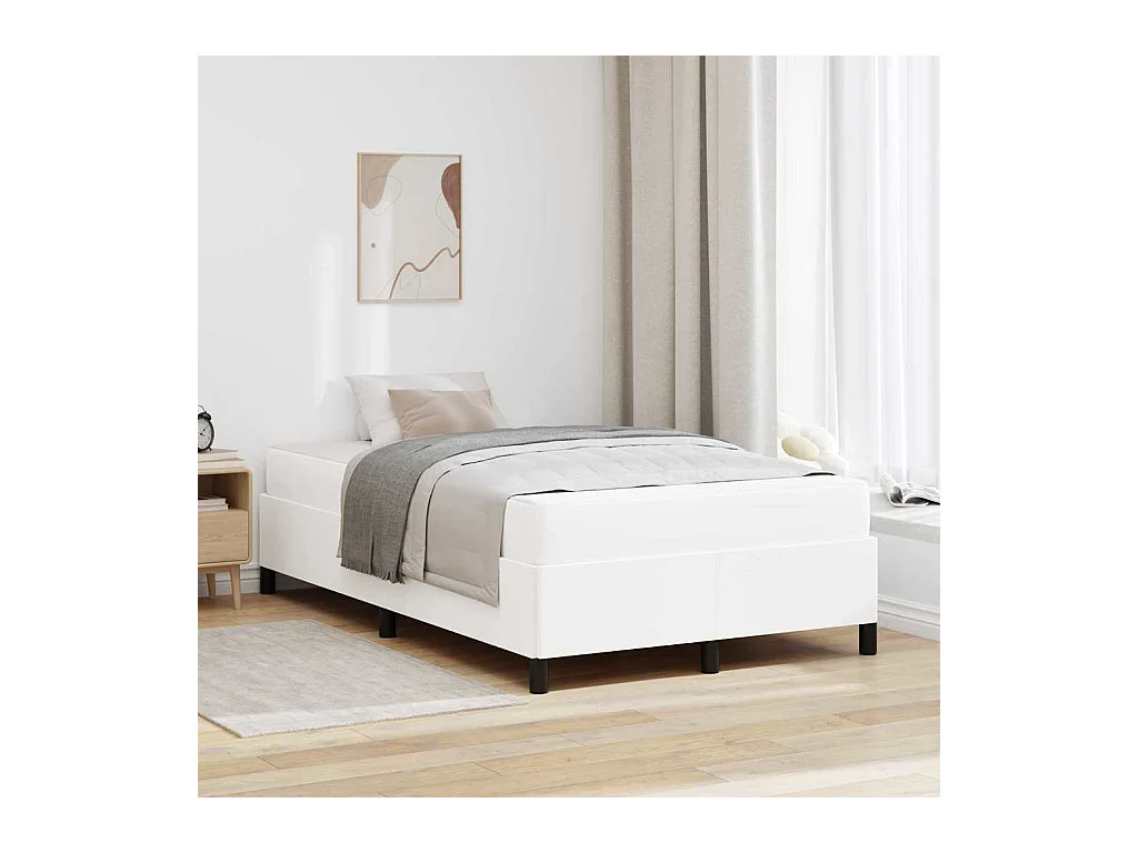 Cadre de lit avec matelas Blanc 120 x 200 cm Faux cuir