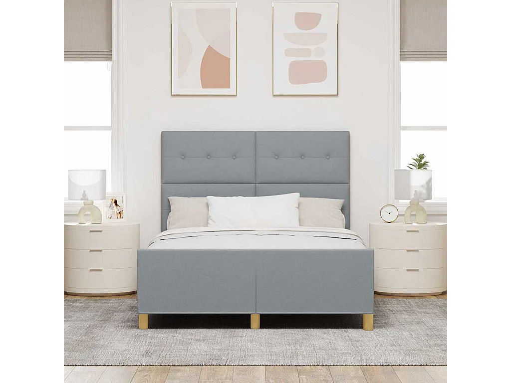Cadre de lit avec tête de lit Gris clair 140 x 190 cm tissu