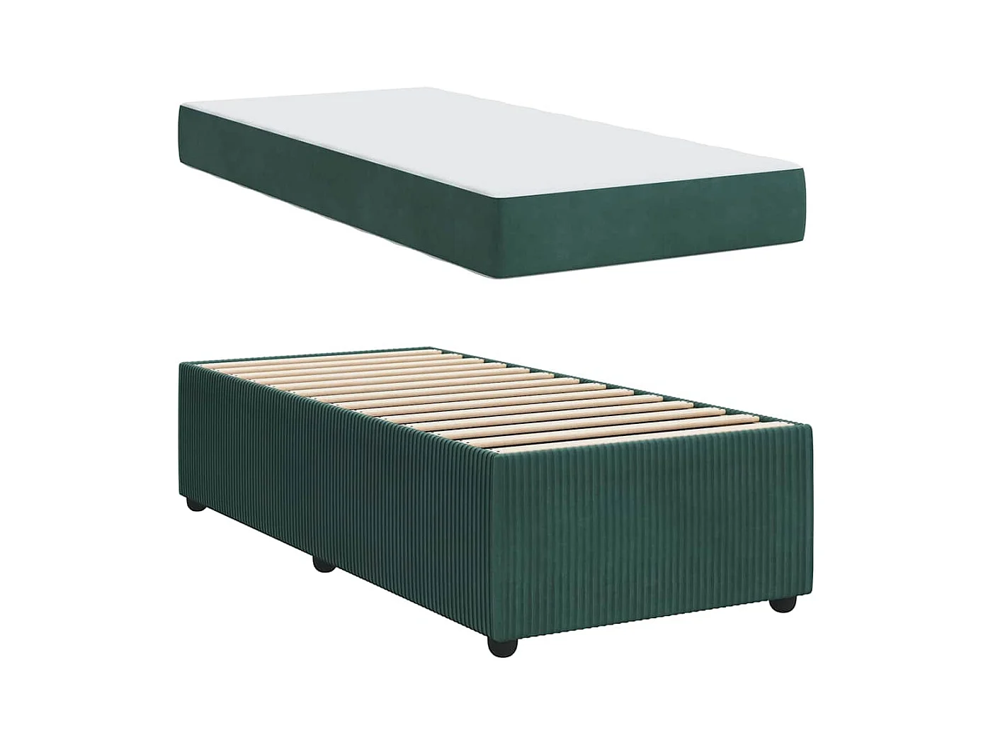 Estructura de cama con colchón Verde oscuro 100 x 200 cm