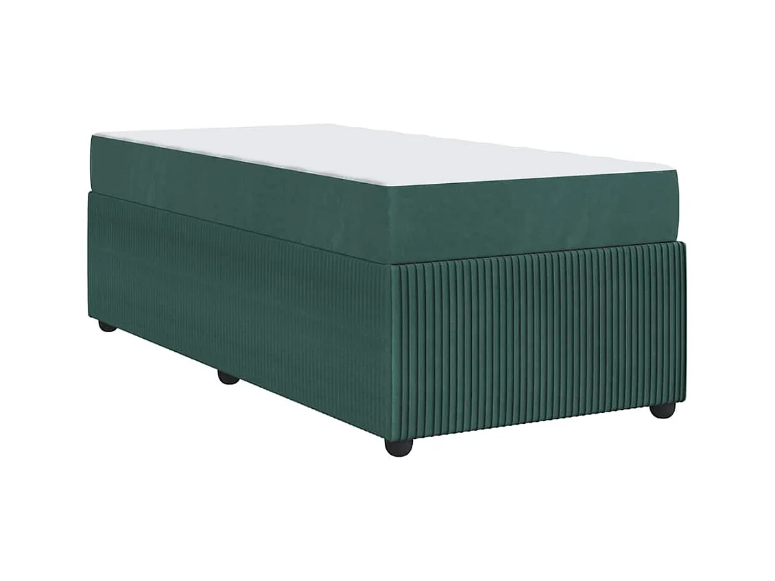 Estructura de cama con colchón Verde oscuro 100 x 200 cm