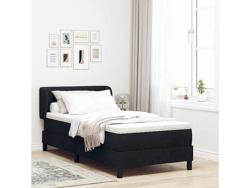 Cama box spring con colchón con colchón Negro 90 x 190 cm tela