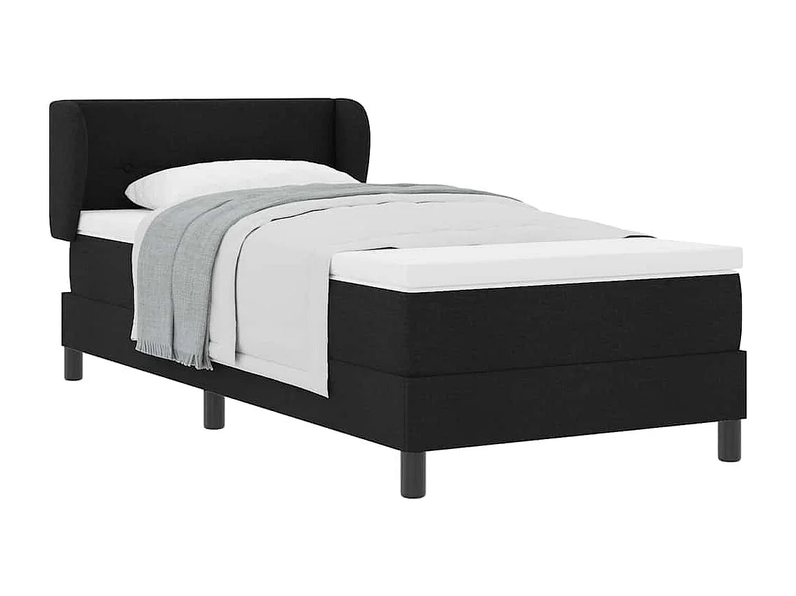 Cadre de lit avec matelas avec matelas Noir 90 x 190 cm tissu