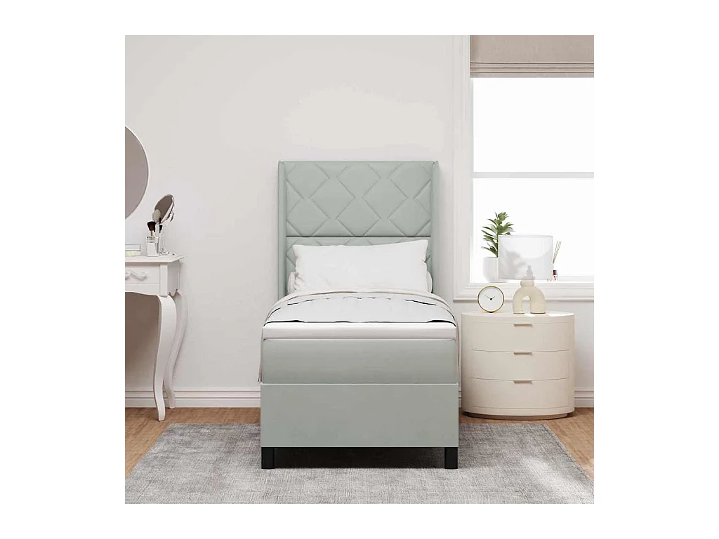 Cadre de lit avec tête de lit Gris clair 80 x 200 cm Velours