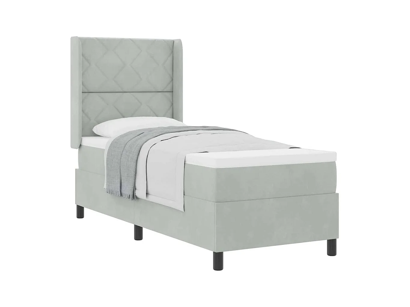 Cadre de lit avec tête de lit Gris clair 80 x 200 cm Velours