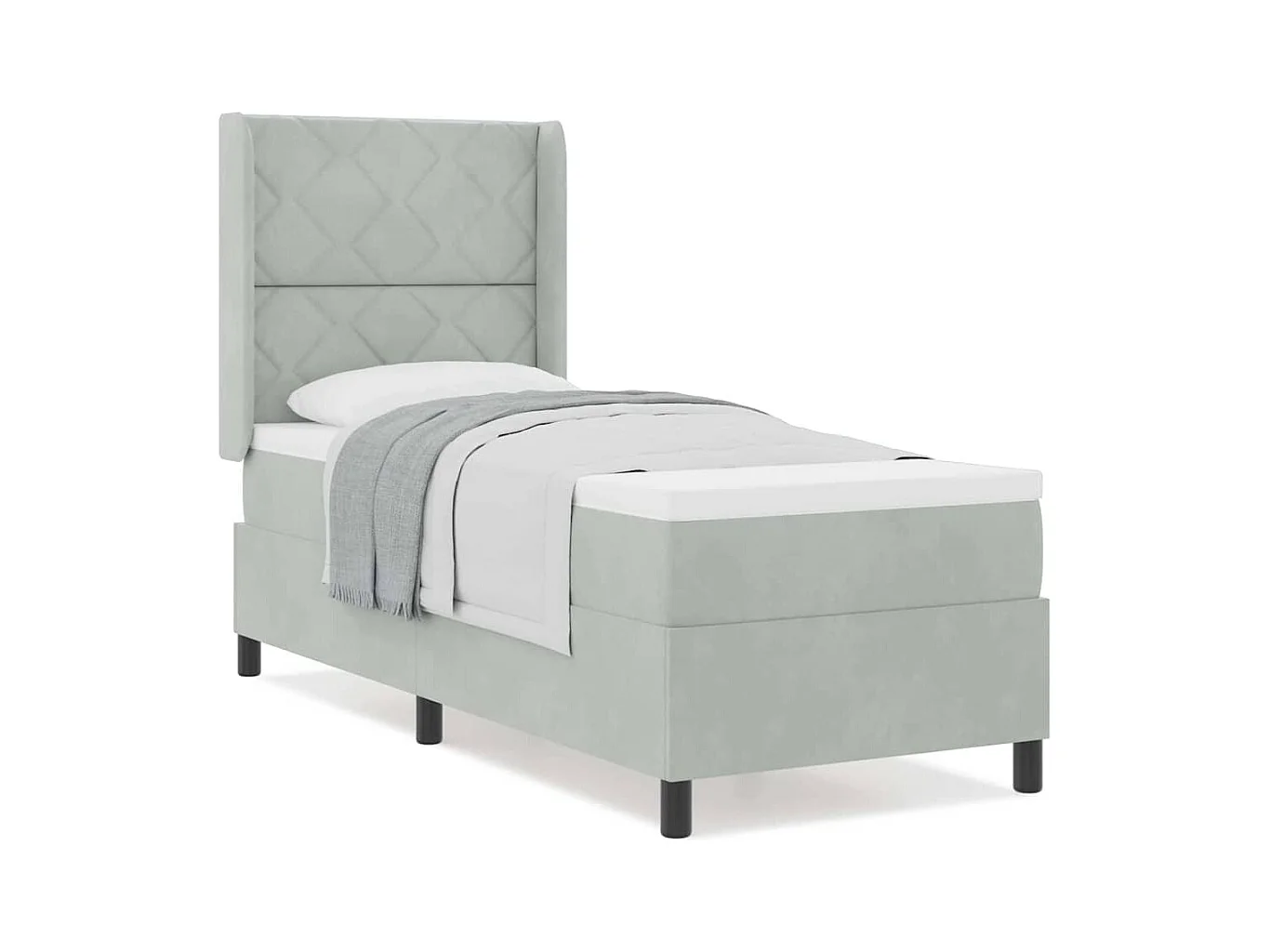 Cadre de lit avec tête de lit Gris clair 80 x 200 cm Velours