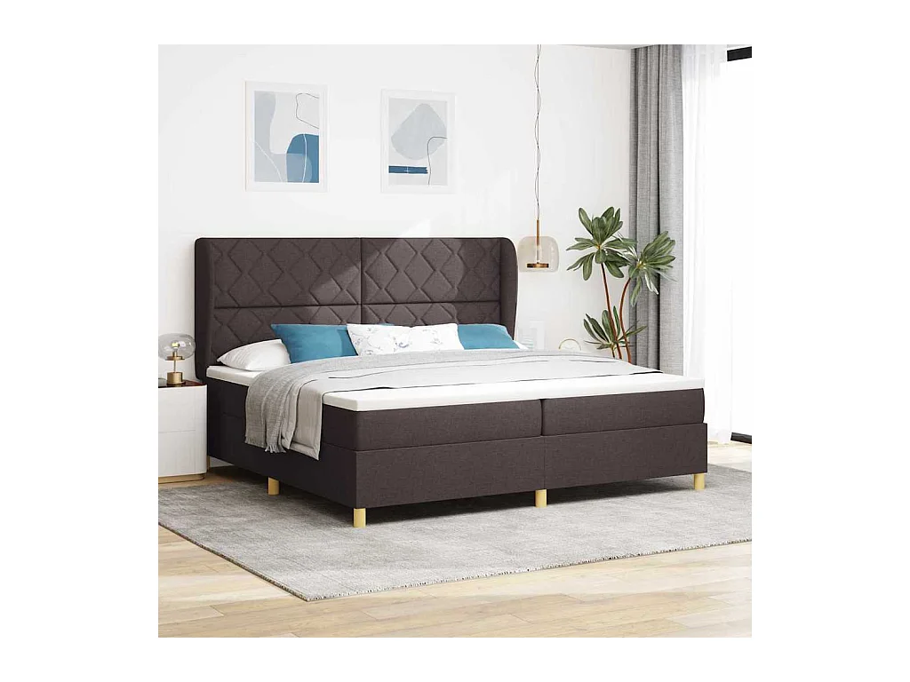 Boxspringbed met matras Donkergrijs 90x190 cm Stof Donkerbruin