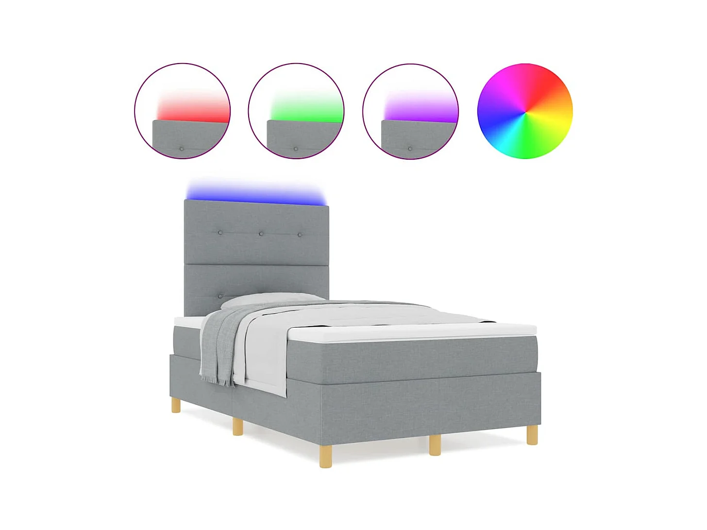 Cadre de lit avec matelas Gris clair 120 x 190 cm tissu