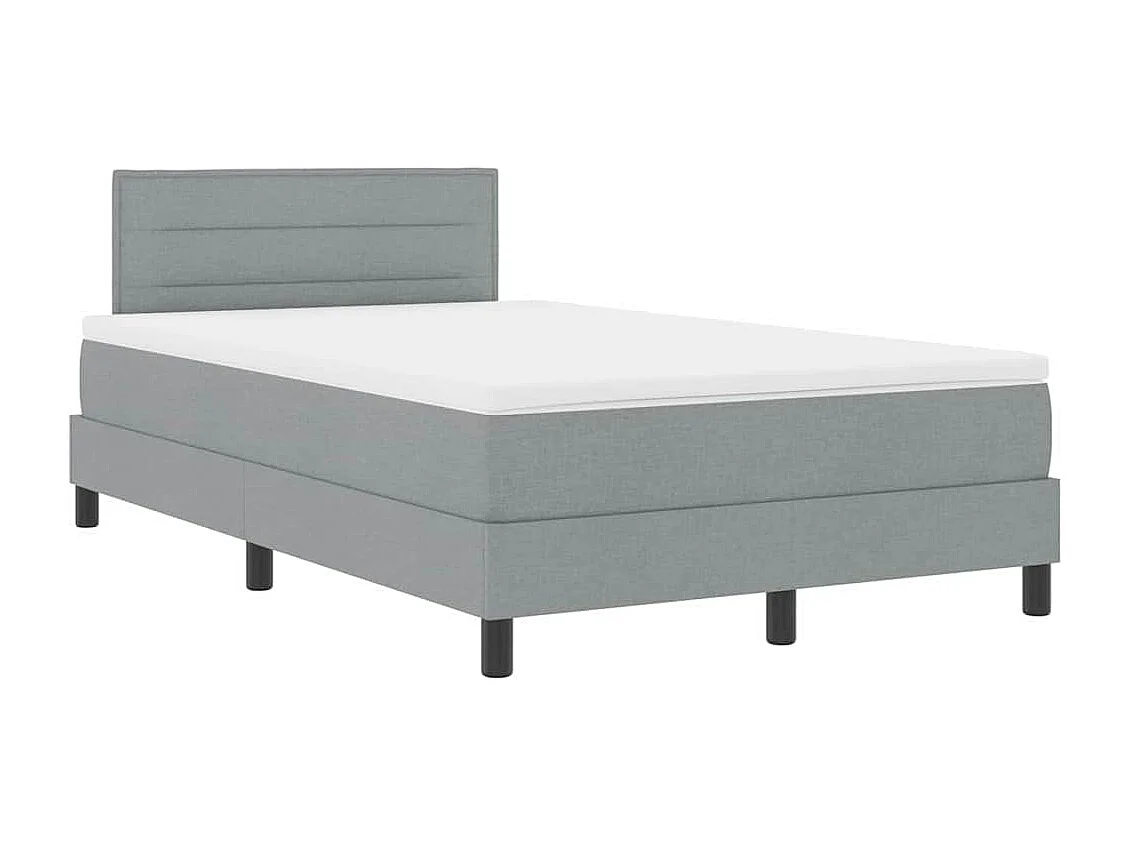 Cama tipo Box Spring con colchón Gris claro 120 x 190 cm tela
