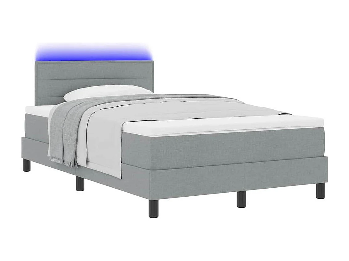 Cama tipo Box Spring con colchón Gris claro 120 x 190 cm tela