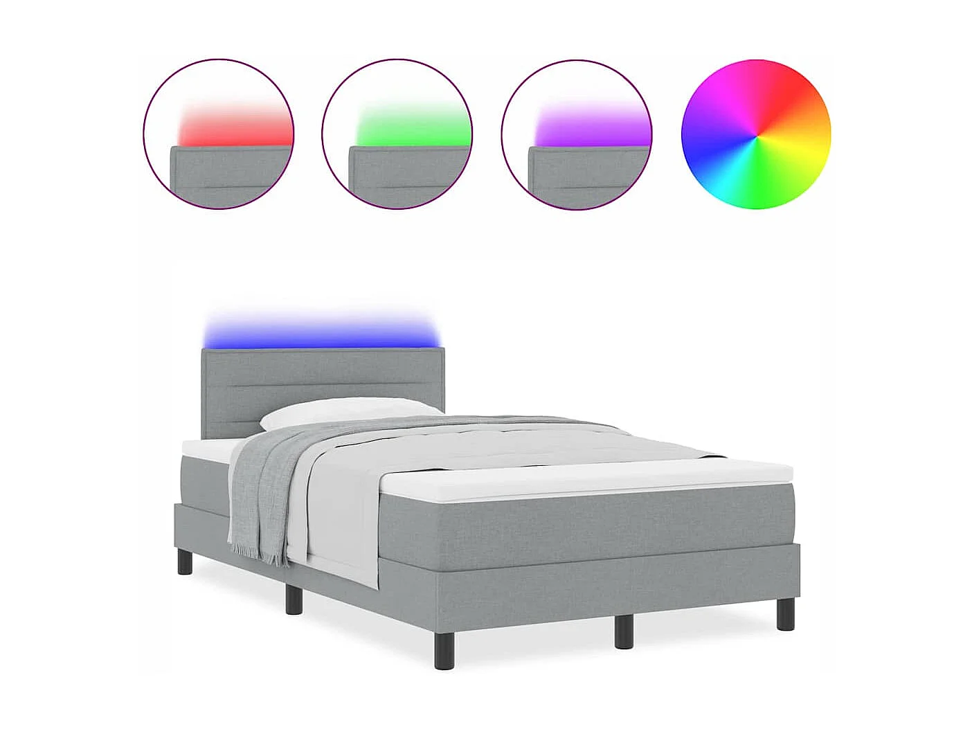 Cama tipo Box Spring con colchón Gris claro 120 x 190 cm tela