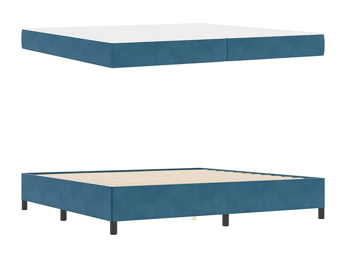 Cadre de lit Bleu foncé et blanc 200 x 200 cm Velours