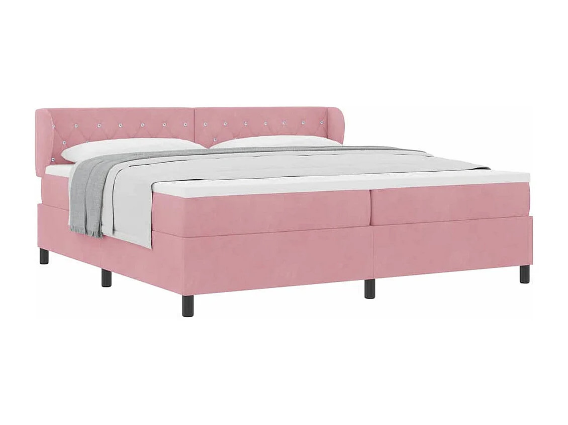 Cama con Somier y Colchón Gris Oscuro 80x200 cm Terciopelo Rosa