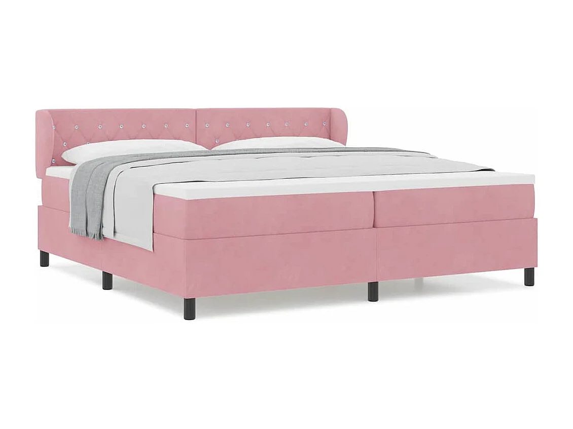 Cama con Somier y Colchón Gris Oscuro 80x200 cm Terciopelo Rosa