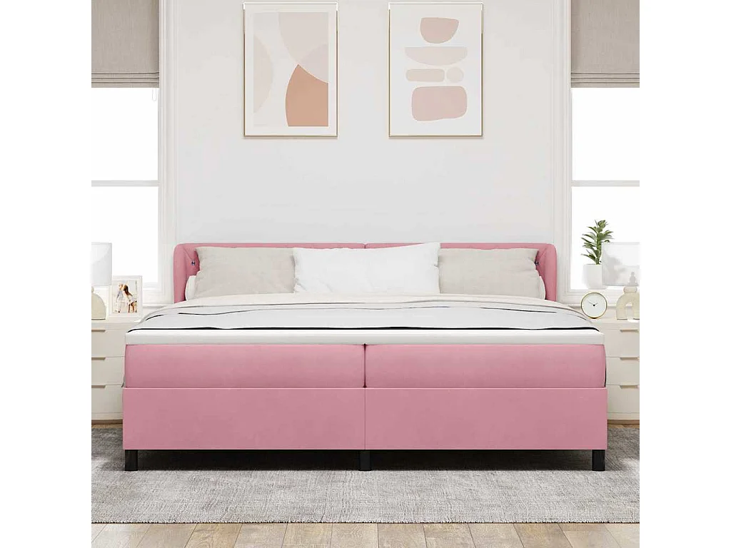 Cama con Somier y Colchón Gris Oscuro 80x200 cm Terciopelo Rosa