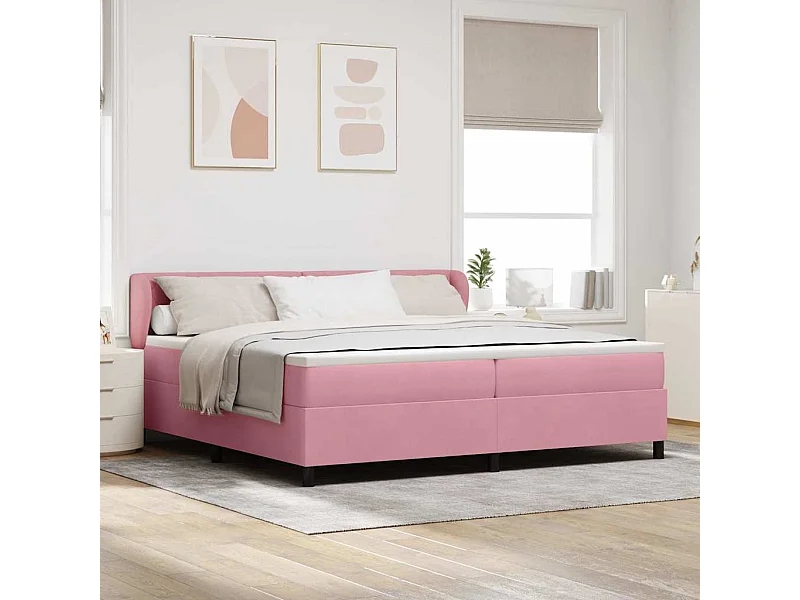 Cama con Somier y Colchón Gris Oscuro 80x200 cm Terciopelo Rosa