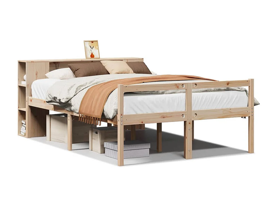 Lit bibliothèque sans matelas 120x190 cm bois de pin massif